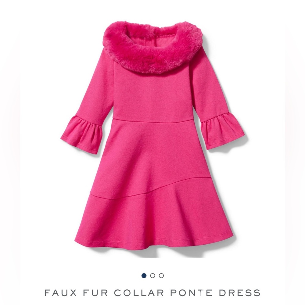 FAUX FUR COLLAR PONTE DRESS